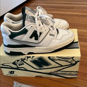 New Balance 550 White and Green Sneakers
